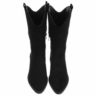 Dames cowboy laarzen / western kuitlaarzen su&egrave;de-look - zwart