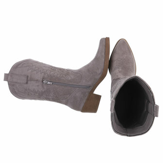 Dames cowboy laarzen / western kuitlaarzen su&egrave;de-look - grijs