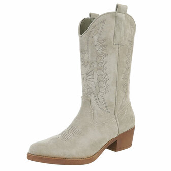 Dames cowboy laarzen / western kuitlaarzen su&egrave;de-look - olijf groen