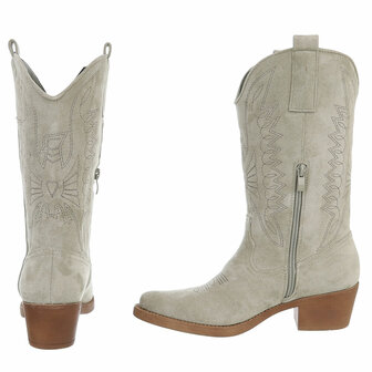 Dames cowboy laarzen / western kuitlaarzen su&egrave;de-look - olijf groen