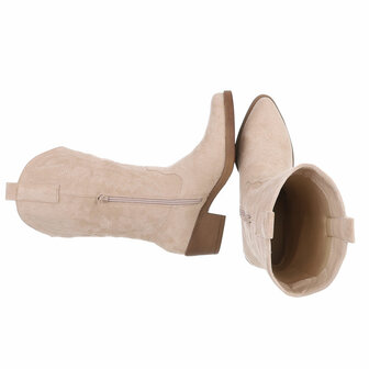 Dames cowboy laarzen / western kuitlaarzen su&egrave;de-look - beige