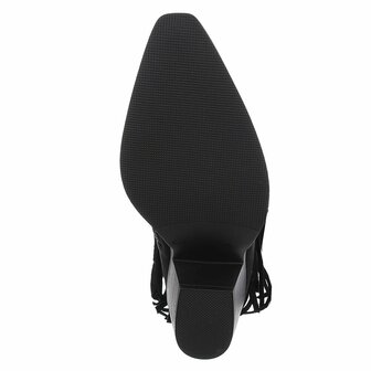 Dames cowboy enkellaarzen / western laarsjes met franjes - zwart