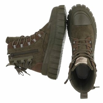 Dames veterboots / laarzen met veters - groen