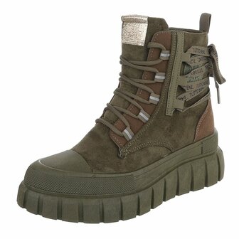 Dames veterboots / laarzen met veters - groen