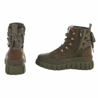 Dames veterboots / laarzen met veters - groen