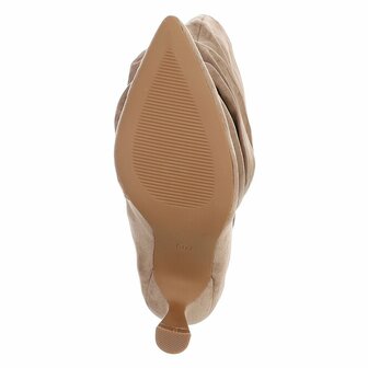 Dames slouchy overknee laarzen met kitten heels - khaki bruin