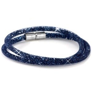 Stardust double strass armband smal - donkerblauw