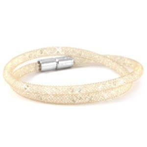 Stardust double strass armband smal - champagne