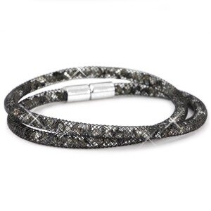 Stardust double strass armband smal - zwart / zilver