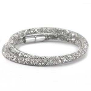 Stardust double strass armband smal - zilver