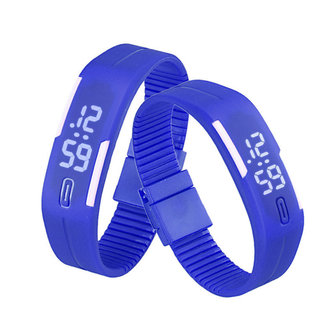 Digitaal touch horloge met rubberen band - blauw