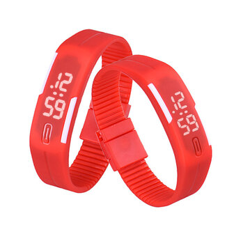 Digitaal touch horloge met rubberen band - rood