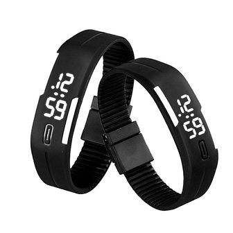 Digitaal touch horloge met rubberen band - zwart