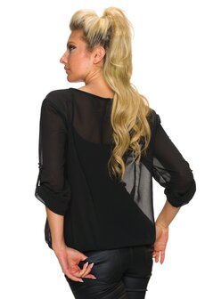 Dames shirt met lange mouw - zwart / vlinders