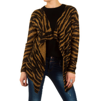 Dames vest met zebraprint - bruin / zwart