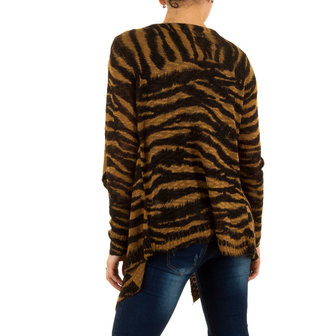 Dames vest met zebraprint - bruin / zwart