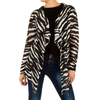 Dames vest met zebraprint - zwart / wit