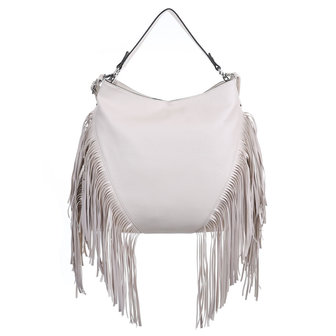 Dames tas / handtas groot met franjes - beige