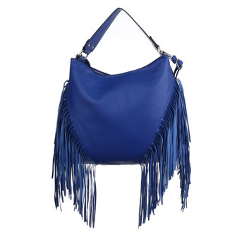 Dames tas / handtas groot met franjes - blauw