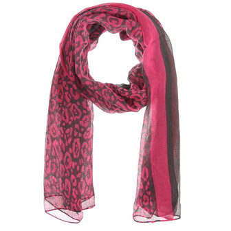 Dames maxi zomersjaal / sjaaltje met panterprint - roze / grijs