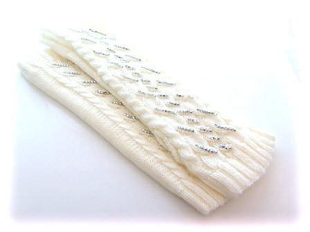 Handschoenen met strass, extra lang (toploos) - offwhite