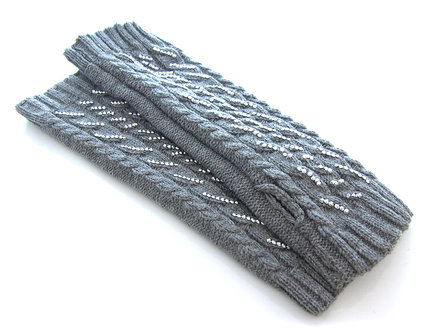 Handschoenen met strass, extra lang (toploos) - grijs