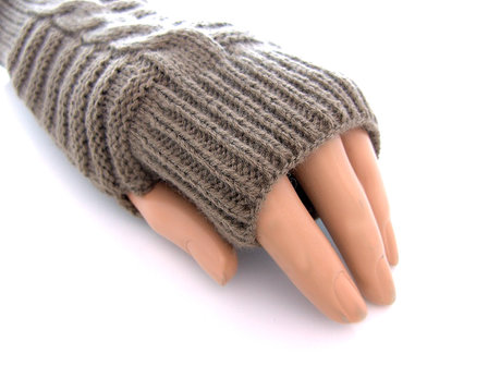 Handschoenen dames gebreid (toploos) - bruin