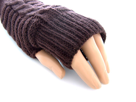 Handschoenen dames gebreid (toploos) - bruin