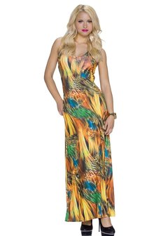 Dames maxi dress / lange jurk - geel / multicolor