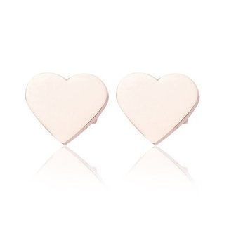 Oorstekers / ear studs staal ros&eacute; plated - hart