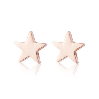 Oorstekers / ear studs staal ros&eacute; plated - ster