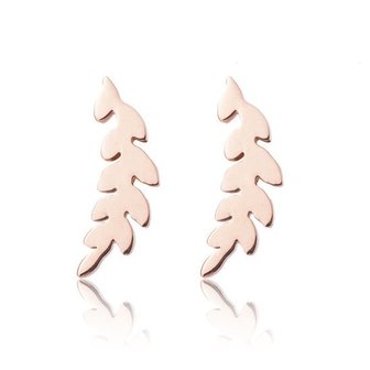 Oorstekers / ear studs staal ros&eacute; plated - blad