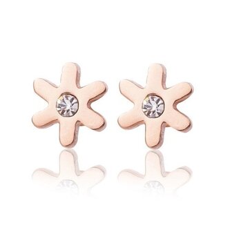 Oorstekers / ear studs staal ros&eacute; plated - bloem
