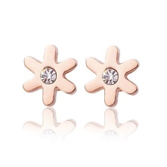 Oorstekers / ear studs staal ros&eacute; plated - bloem