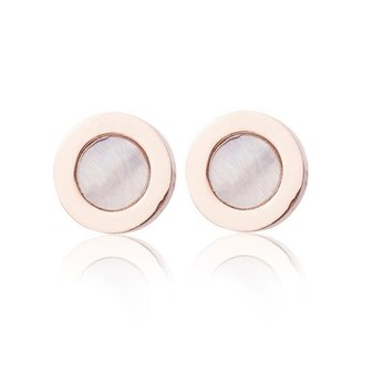 Oorstekers / ear studs staal ros&eacute; plated - parelmoer