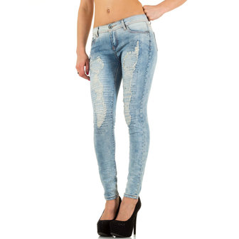 Dames spijkerbroek / skinny jeans met strass - blauw
