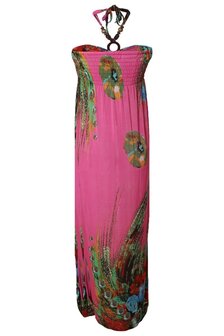 Dames maxi dress / lange jurk met bloemen - roze