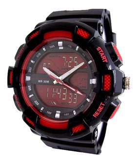 Analoog / digitaal horloge - zwart / rood