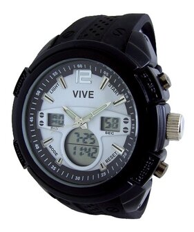 Vive analoog / digitaal horloge - zwart / wit