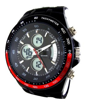 Vive analoog / digitaal horloge - zwart / rood