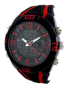 Vive analoog / digitaal horloge - zwart / rood