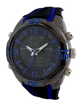 Vive analoog / digitaal horloge - zwart / blauw