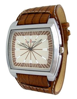 Jay Baxter XXL horloge met lederen band - bruin / creme