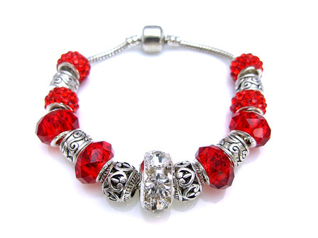 Dames armband met beads / bedels - rood