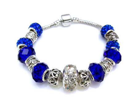 Dames armband met beads / bedels - blauw