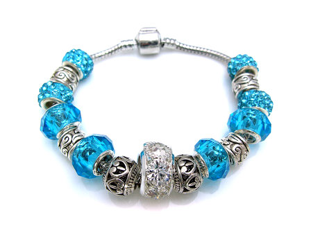 Dames armband met beads / bedels - turquoise