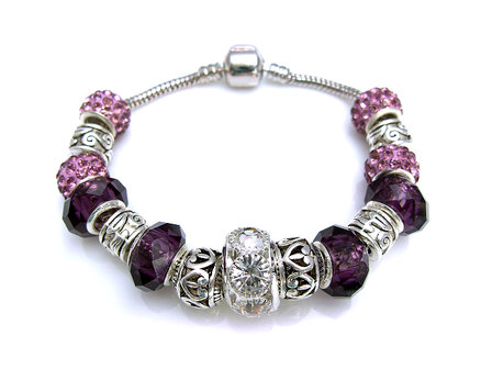 Dames armband met beads / bedels - paars