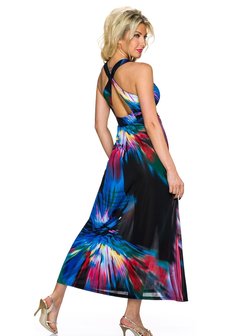 Dames maxi dress / lange jurk - zwart / blauw