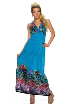 Dames maxi dress / lange jurk - blauw