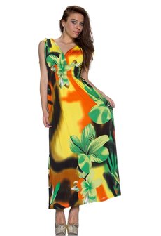 Dames maxi dress / lange jurk - geel / groen